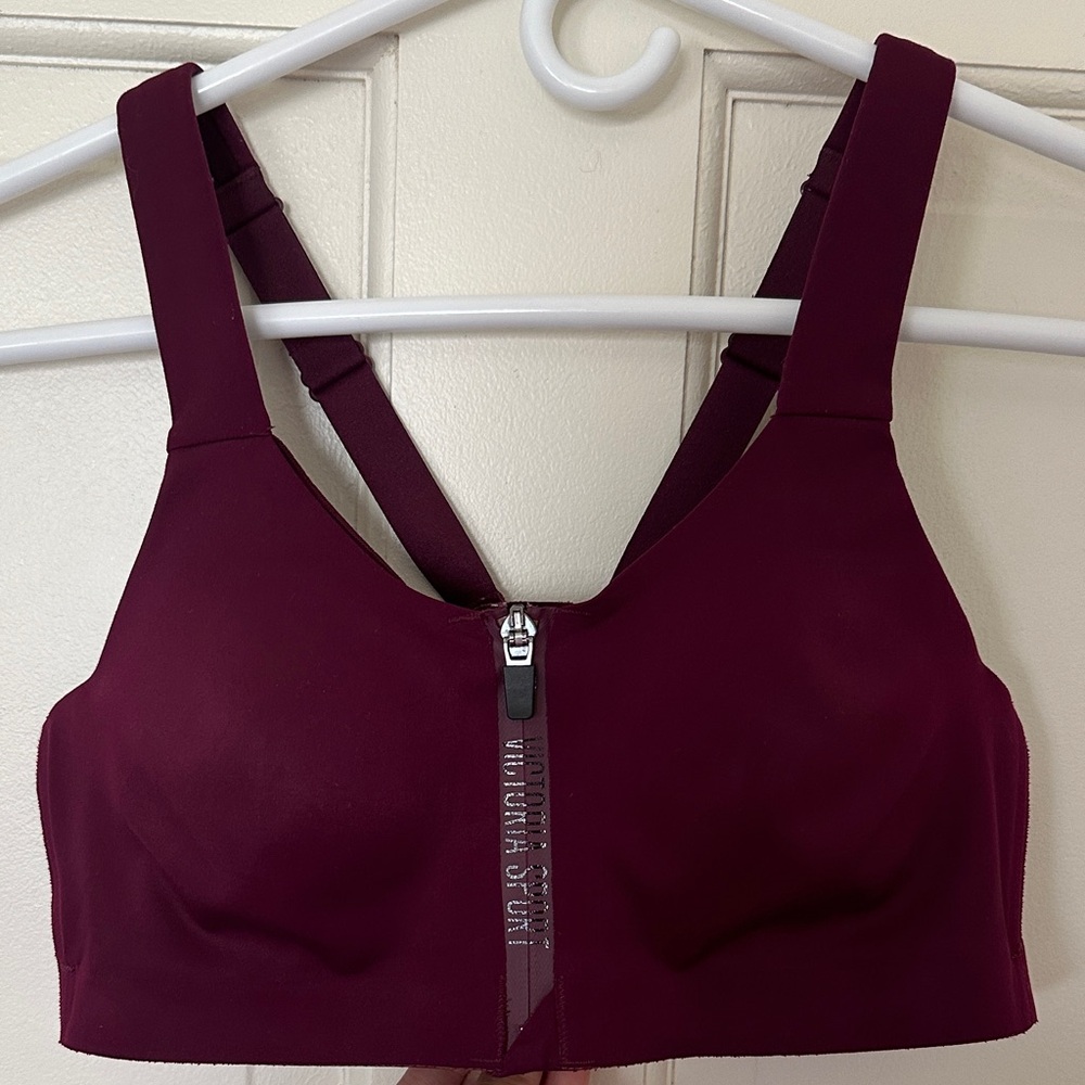 Victoria's Secret Knockout Ultra Max Burgundy Front-Zip Sports Bra Size 34B